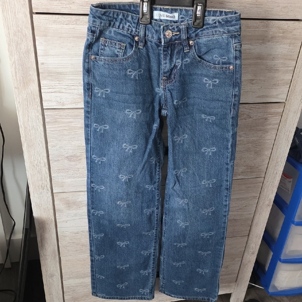 Love SoHo Embroidered Bow Blue Jeans